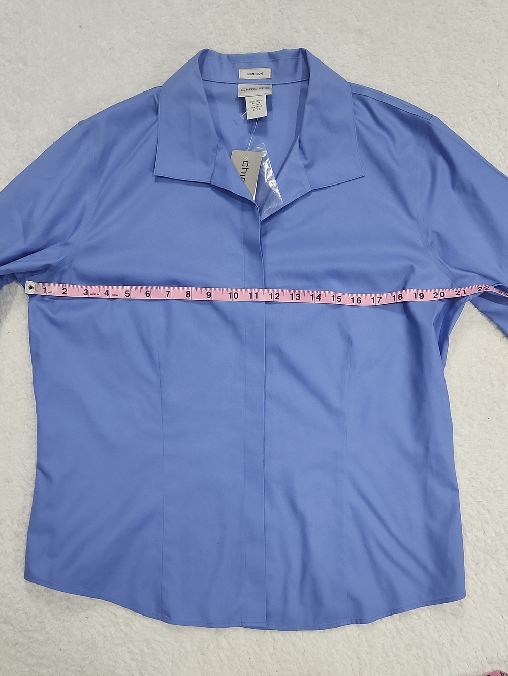 Chico's Non Iron Effortless Cotton Cordova 3/4 Sleeve Shirt New With Tags - Picture 3 of 9